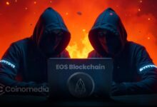 Graphic showing EOS blockchain address poisoning scam alert