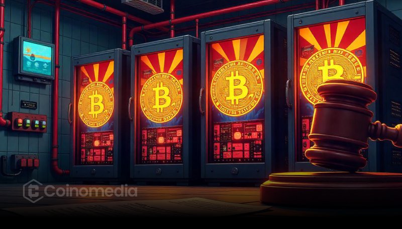 Bit Digital logo with Bitcoin and cloud computing graphics representing $500M raise