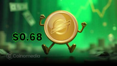 "Stellar Lumens breakout chart targeting $0.681 and $1.29"