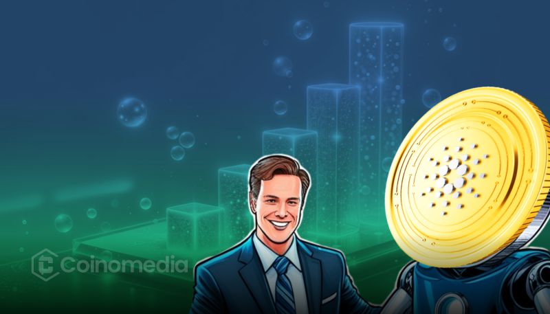 Cardano logo with Grayscale Fund chart showing ADA growth