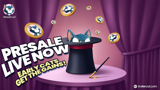 Troller Cat presale Stage 3, meme coin investment potential, PEPE token surge, $TCAT deflationary model, staking rewards, crypto presale 2025, best meme coin investments May 2025.