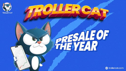 Best meme coin presale to buy now, Troller Cat presale 2025, 105x presale ROI, deflationary meme coins, top meme coins May 2025, 69% APY staking rewards, Deflationary tokenomics, Play-to-Earn game model, Crypto presale investment 2025, Meme coin market trends