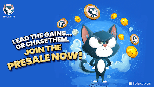 Troller Cat TCAT cryptocurrency, Pudgy Penguins crypto, Turtorial crypto, TCAT presale May 2025, Meme coins 2025, Crypto staking rewards, Play-to-earn Game Center, TCAT tokenomics, PENGU price analysis, Tutorial market trends,