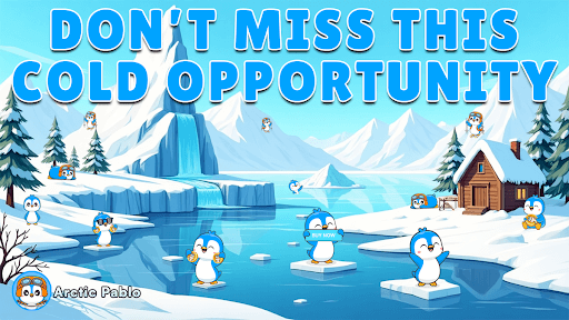 Top New Meme Coins for Exponential Returns, Arctic Pablo Coin, Doginme missed ICO, meme coin presale, APC Iceberg Isle, 6300% ROI token, meme staking coin, referral crypto rewards, community meme token, best presale meme coins