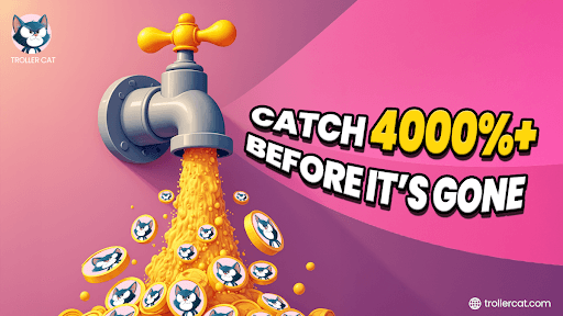 Best 100x Crypto, Troller Cat Presale, Trollercat.com, BUY TCAT, FLOKI price drop, Baby Doge fall, meme coin ROI, crypto referral rewards, staking 69% APY, Game Center buyback.