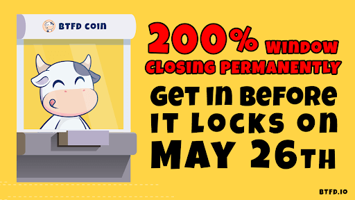 BTFD Coin presale, meme coin presale, BTFD Coin referral program, FINAL100 bonus, best new meme coins with 100x potential, BTFD Coin staking 90% APY, BTFD Play 2 Earn game, Toshi price peak, BTFD Coin price prediction, BTFD Coin Bulls Squad community