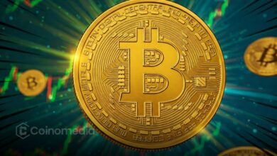 Bitcoin chart showing breakout toward $117,500 with technical indicators supporting surge.