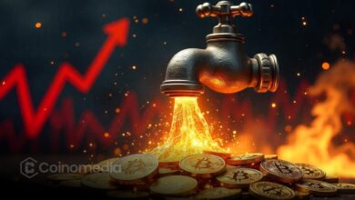 Bitcoin chart showing price near $105K with liquidation zones marked below