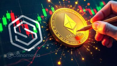 SharpLink Gaming logo over Ethereum coin graphic, symbolizing a $4.82M OTC transaction in ETH.