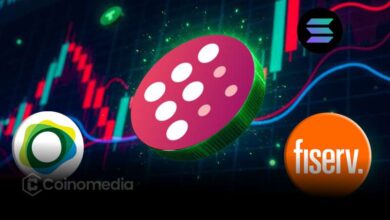 Image: “Fiserv FIUSD stablecoin with Circle, Paxos, Solana logos and digital payment network”