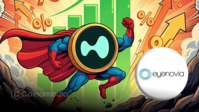“Eyenovia logo overlayed with HYPE token symbol, representing the company’s new crypto treasury strategy.”