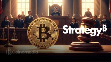 Strategy class action lawsuit against company for Bitcoin losses showing court gavel and Bitcoin icon”