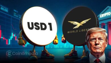 USD1 stablecoin logo with rising volume chart.