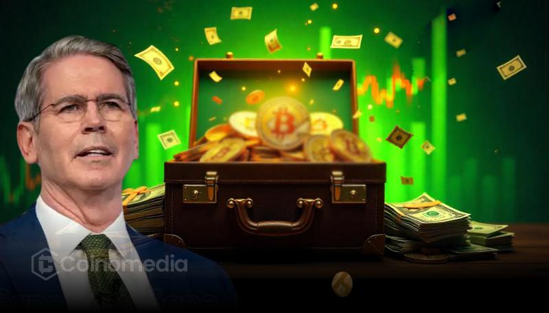 Treasury Secretary Scott Bessent speaking at a press briefing about why crypto isn't a threat.