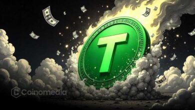 "Chart showing USDT supply climbing past $156B"
