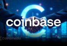 Logo of Coinbase with a Time magazine cover featuring "100 Most Influential Companies 2025"