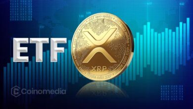 “Purpose XRP ETF logo with Toronto Stock Exchange building”