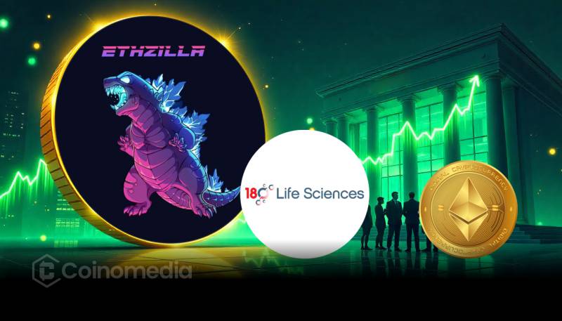 ETHZilla logo with Ethereum coin and biotech imagery