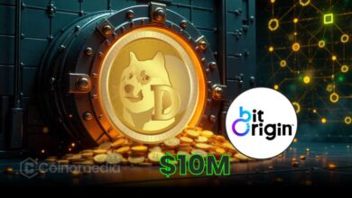 Bit Origin DOGE treasury strategy with Dogecoin logo and crypto graphics