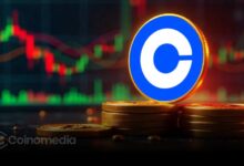 Coinbase coin stock reaching new all-time high on trading chart
