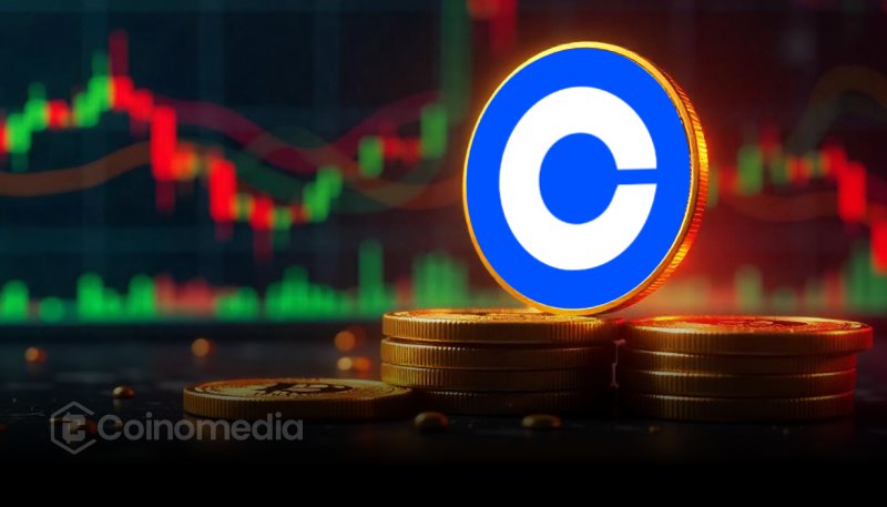 Coinbase coin stock reaching new all-time high on trading chart