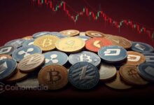 Graph showing June’s centralized exchange spot volume decline to $1.07 trillion—the lowest point in 9 months.