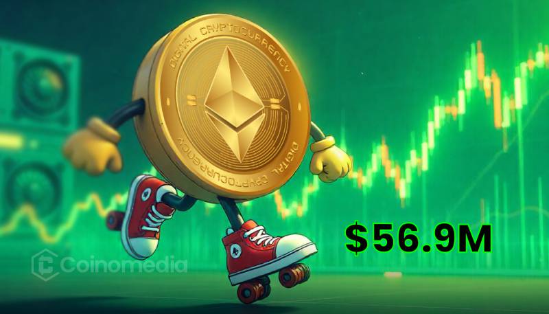 Chart showing Ether Machine ETH holdings increase after $56.9M purchase