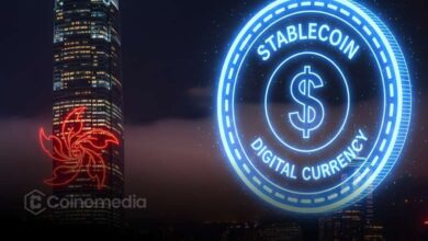 Hong Kong Stablecoin Ordinance concept with crypto and legal symbols
