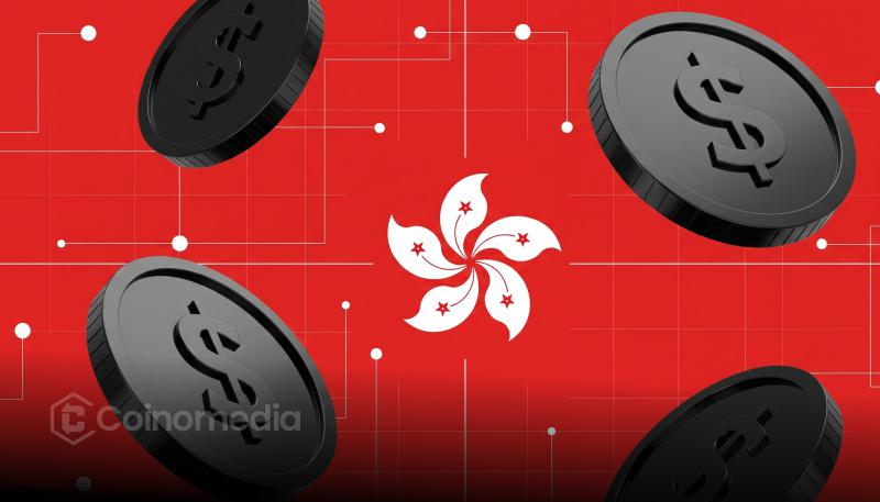 Illustration of digital tokens with a green bond marked 'Hong Kong tokenized bonds