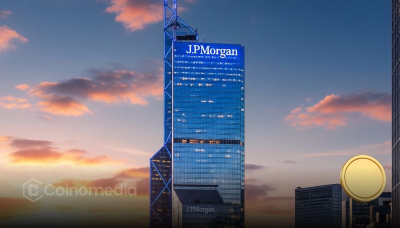 JPMorgan symbol bridging decentralized finance and traditional banking via Chainlink and JPMD on Base.
