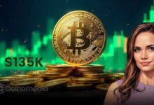 Bitcoin price chart with Katie Stockton’s $135K prediction highlighted