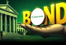 Sberbank building with Bitcoin logo, representing crypto custody launch