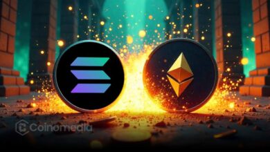 Chart showing corporate crypto adoption with ETH and SOL growth in 2025