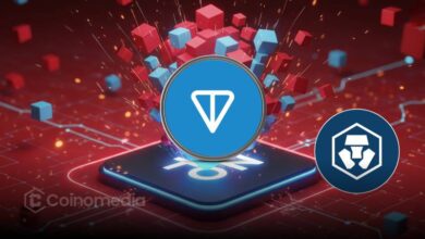 TON Blockchain logo with Crypto.com Custody integration banner.
