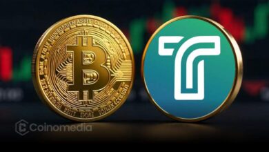 Trump Media and Bitcoin graphics symbolizing $300M options investment and $2B crypto holdings.