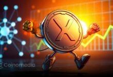 XRP price chart showing support above 21-day moving average.