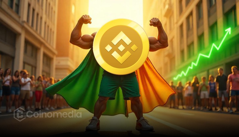 BNB price chart showing all-time high above $860 and market cap at $119B