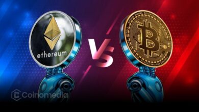 ETH outperformed BTC in Q2 as shown by rising cryptocurrency performance chart.