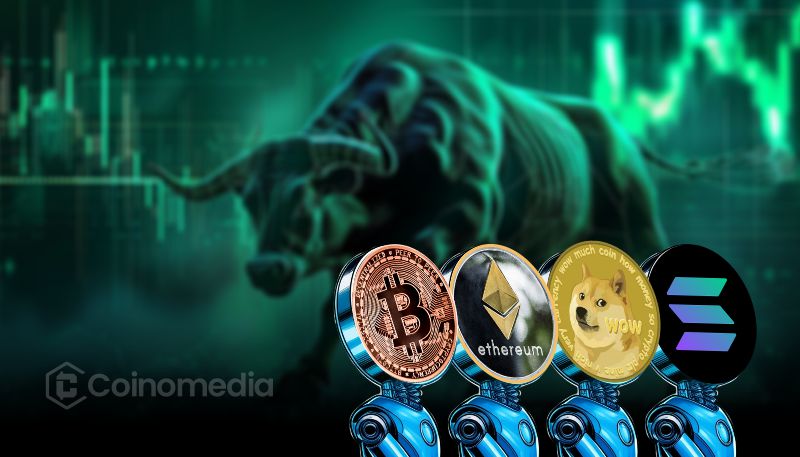 Crypto Wave 5 bull run chart with rising Bitcoin price