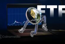 Graph of Ethereum Spot ETF inflows showing rising ETH bars in eight consecutive weeks.