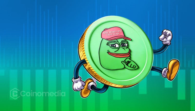 Chart showing PEPE price testing key resistance level for breakout prediction.