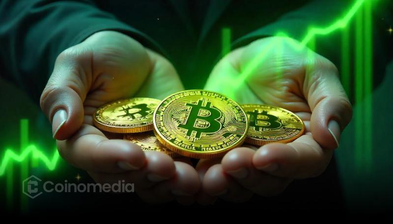 Chart showing rising Bitcoin accumulator addresses stacking BTC