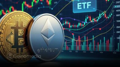 Chart showing ETH and BTC ETFs inflows since July highlighting record day