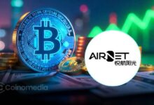 Airnet Technology logo with Bitcoin symbol and digital finance graphics