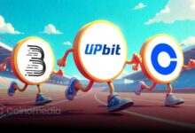 Chart showing CEX July trading report with BitMart, Upbit, and Coinbase leading spot growth.