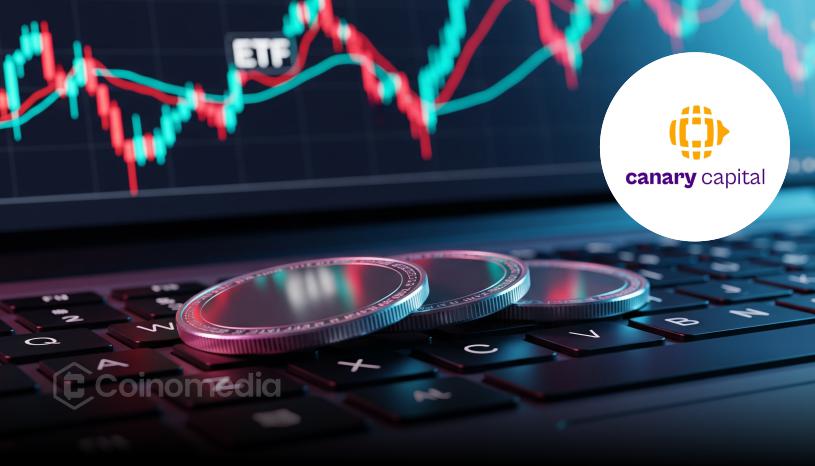 Illustration of Canary Capital American-Made Crypto ETF with U.S. flag and blockchain icons