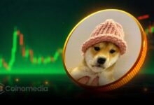 Dogwifhat token chart showing bullish triangle breakout pattern