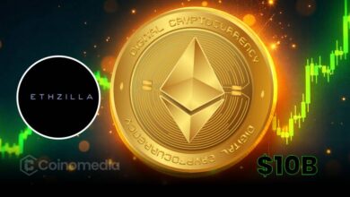 ETHZilla logo with Ethereum coin stack and dollar symbols