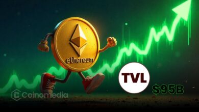 Ethereum TVL chart showing rise to $95 billion