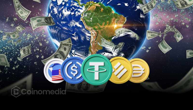 Chart showing LATAM crypto exchange volume growth from 2021 to 2025, highlighting stablecoins and blockchain usage.